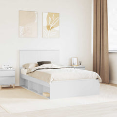 Bed Frame with Headboard 120 x 190 cm Solid Pine Wood White