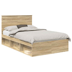 Bed Frame with Headboard 120 x 200 cm Solid Pine Wood Sonoma oak