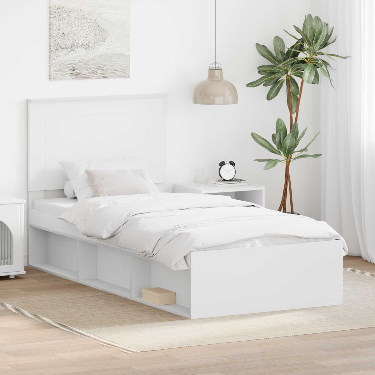 Bed Frame with Headboard 90 x 200 cm Solid Pine Wood White