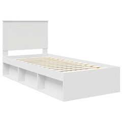 Bed Frame with Headboard 90 x 200 cm Solid Pine Wood White