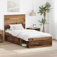 Bed Frame with Headboard 90 x 200 cm Solid Pine Wood Old wood