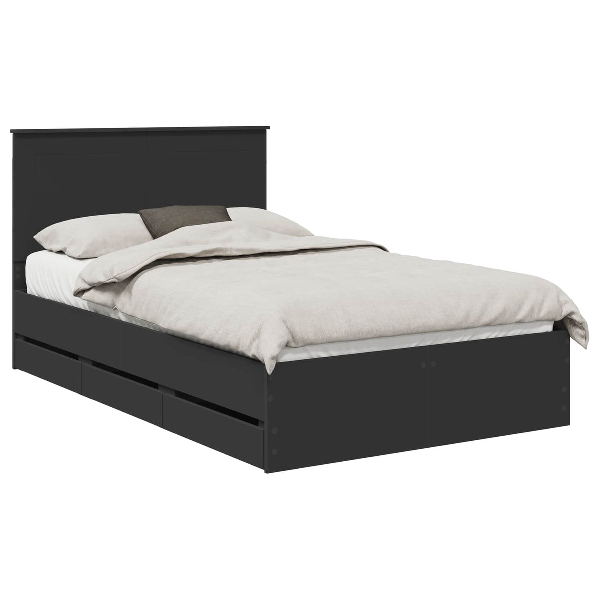 Bed Frame with Drawer 120 x 190 cm Engineer Wood Black