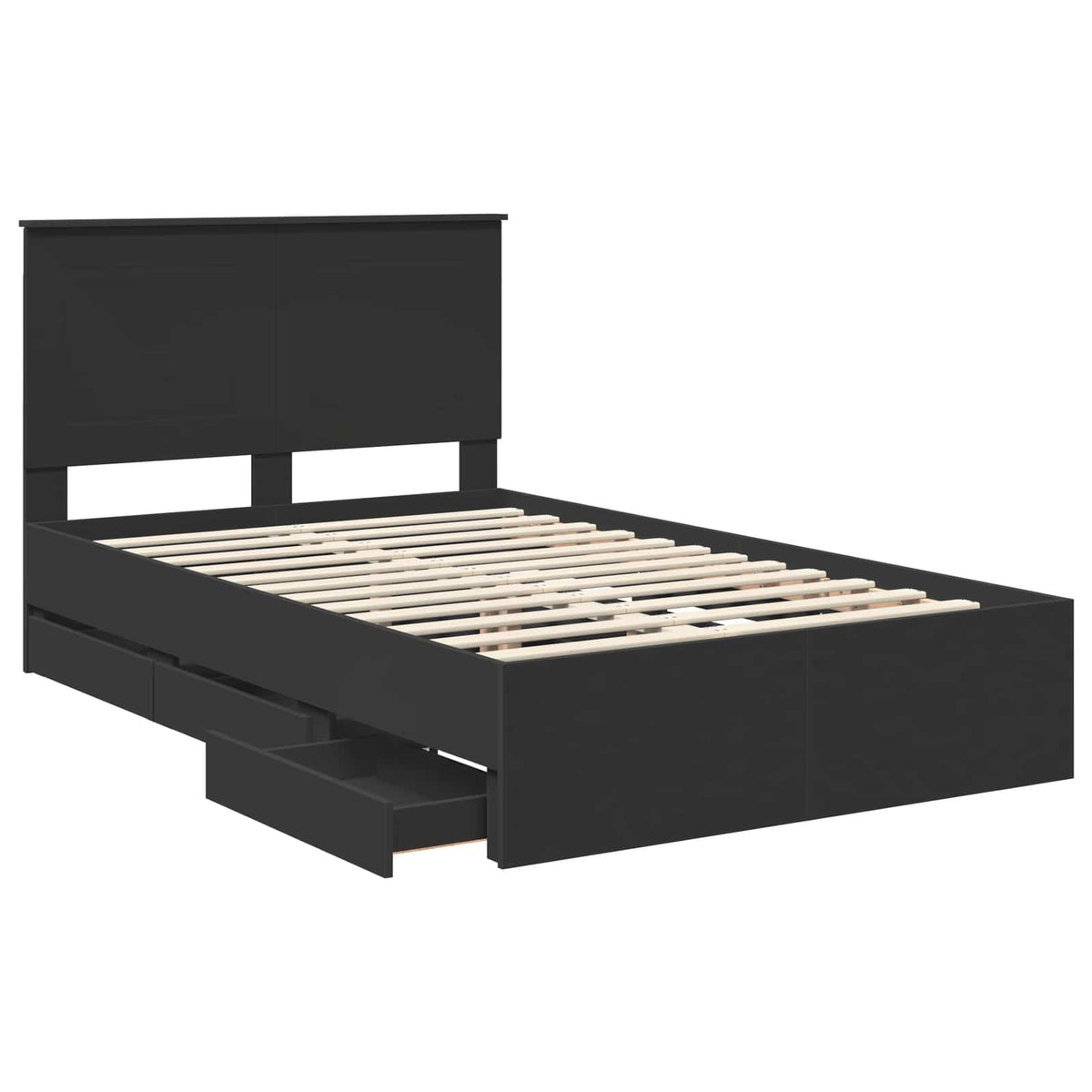 Bed Frame with Drawer 120 x 190 cm Engineer Wood Black