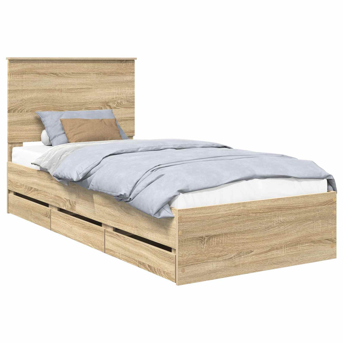 Bed Frame with Drawer 75 x 190 cm Engineer Wood Sonoma oak