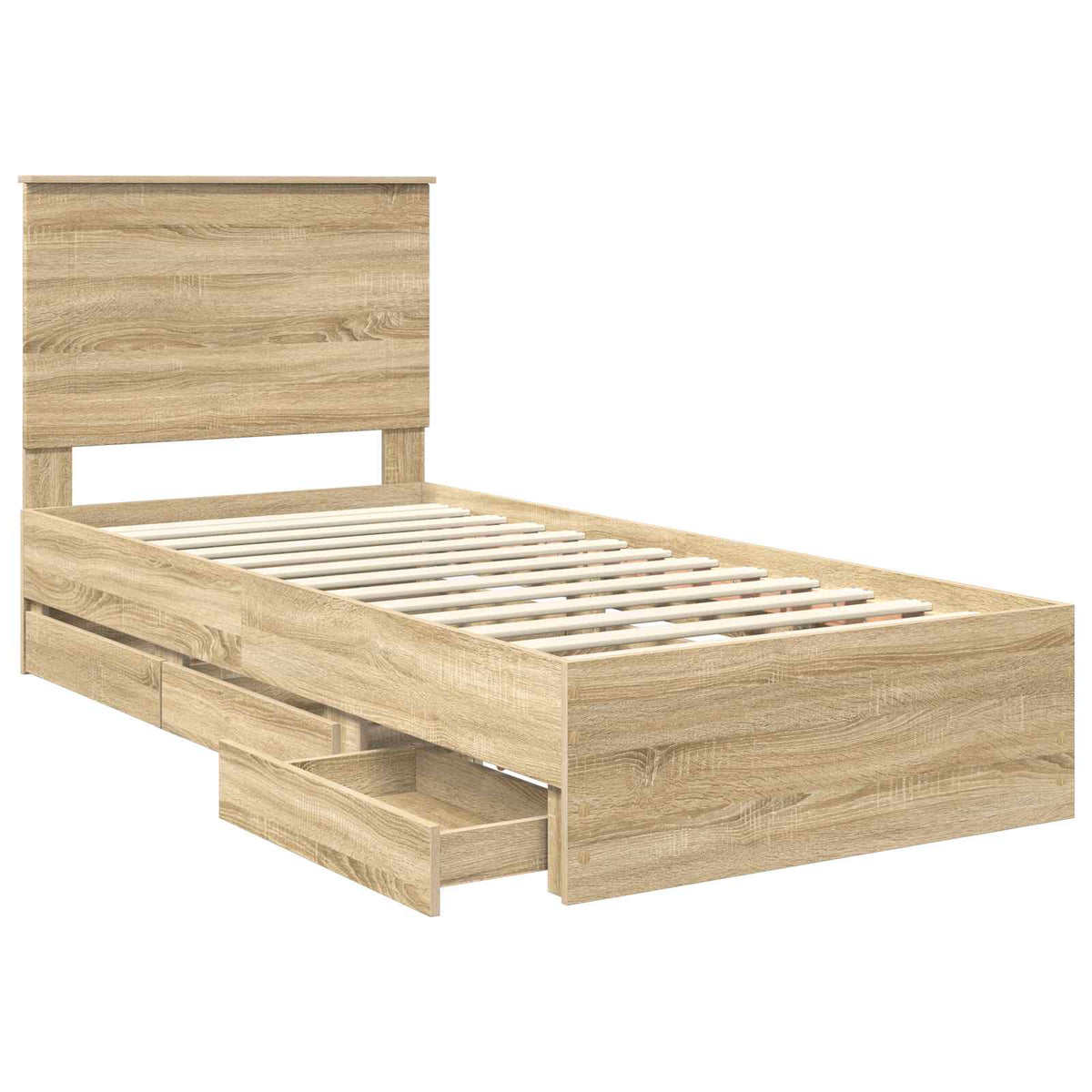 Bed Frame with Drawer 75 x 190 cm Engineer Wood Sonoma oak