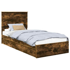 Storage Bed Engineered Wood Length 200 cm Smoked Oak 100 cm