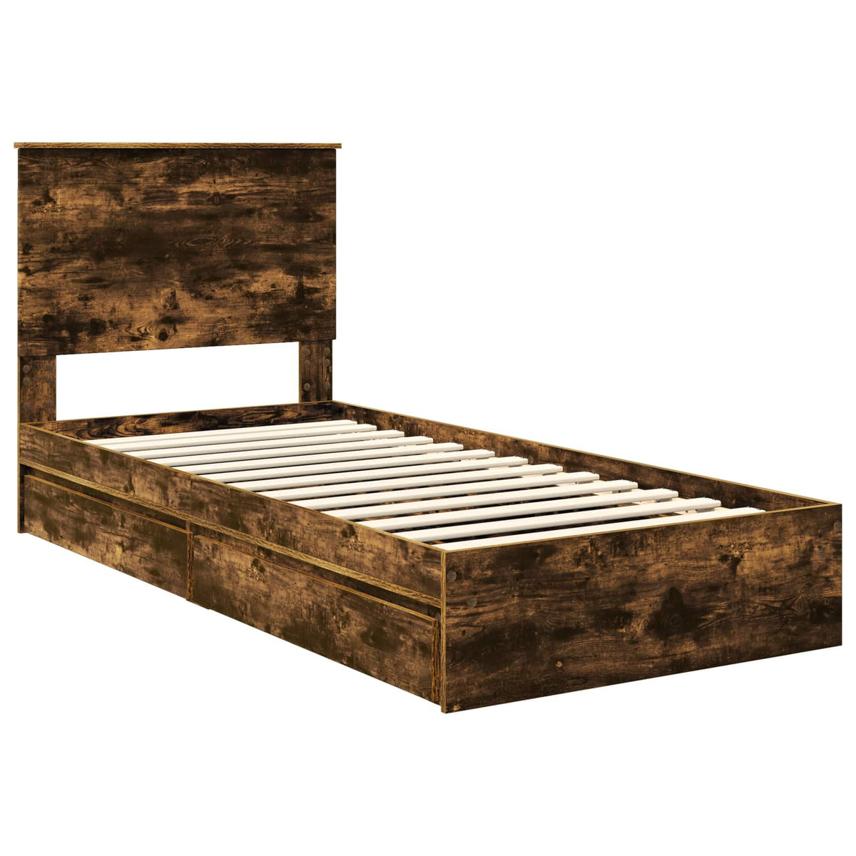Storage Bed Engineered Wood Length 200 cm Smoked Oak 100 cm