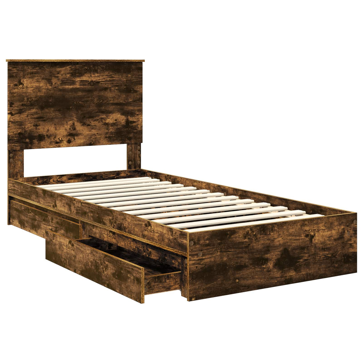Storage Bed Engineered Wood Length 200 cm Smoked Oak 100 cm