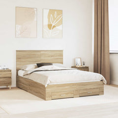 Bed Frame 140 x 190 cm Engineered Wood Sonoma oak