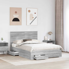 Bed Frame 140 x 190 cm Engineered Wood Grey sonoma