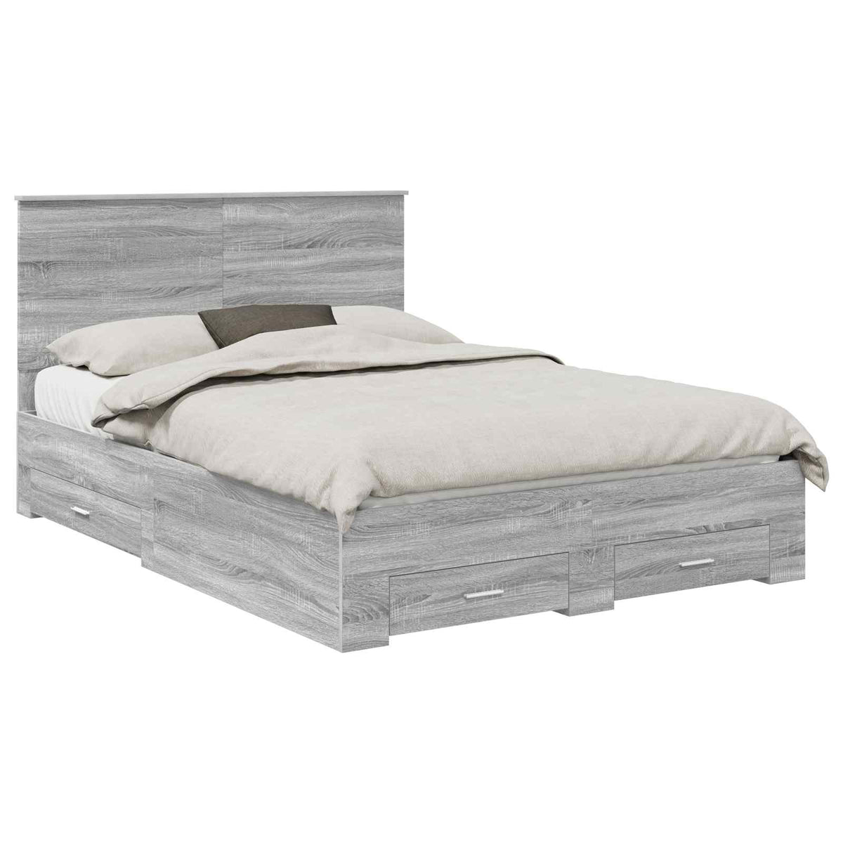 Bed Frame 140 x 190 cm Engineered Wood Grey sonoma