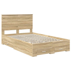 Bed Frame 135 x 190 cm Engineered Wood Sonoma oak