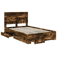 Bed Frame Engineered Wood Length 200 cm Smoked Oak 120 cm