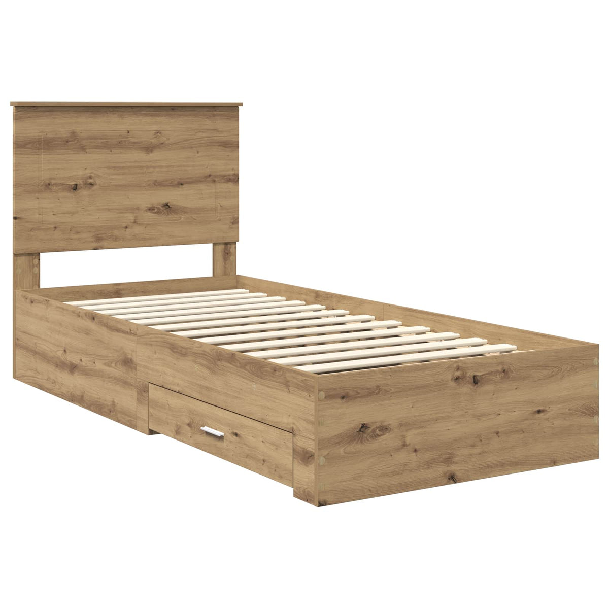 Bed Frame with Drawer Engineered Wood Length 200 cm Artisan Oak 90 cm