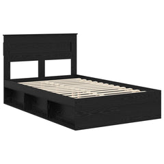 Bed Frame 135 x 190 cm Engineered Wood Black oak
