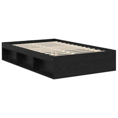 Bed Frame 135 x 190 cm Engineered Wood Black oak