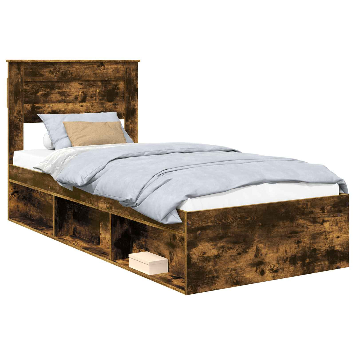 Bed Frame Engineered Wood Length 200 cm Smoked Oak 100 cm