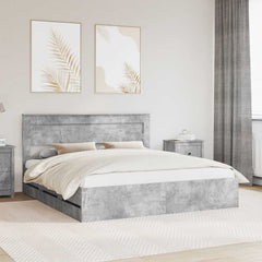 Bed Frame Drawer Engineer Wood Length Concrete Grey
