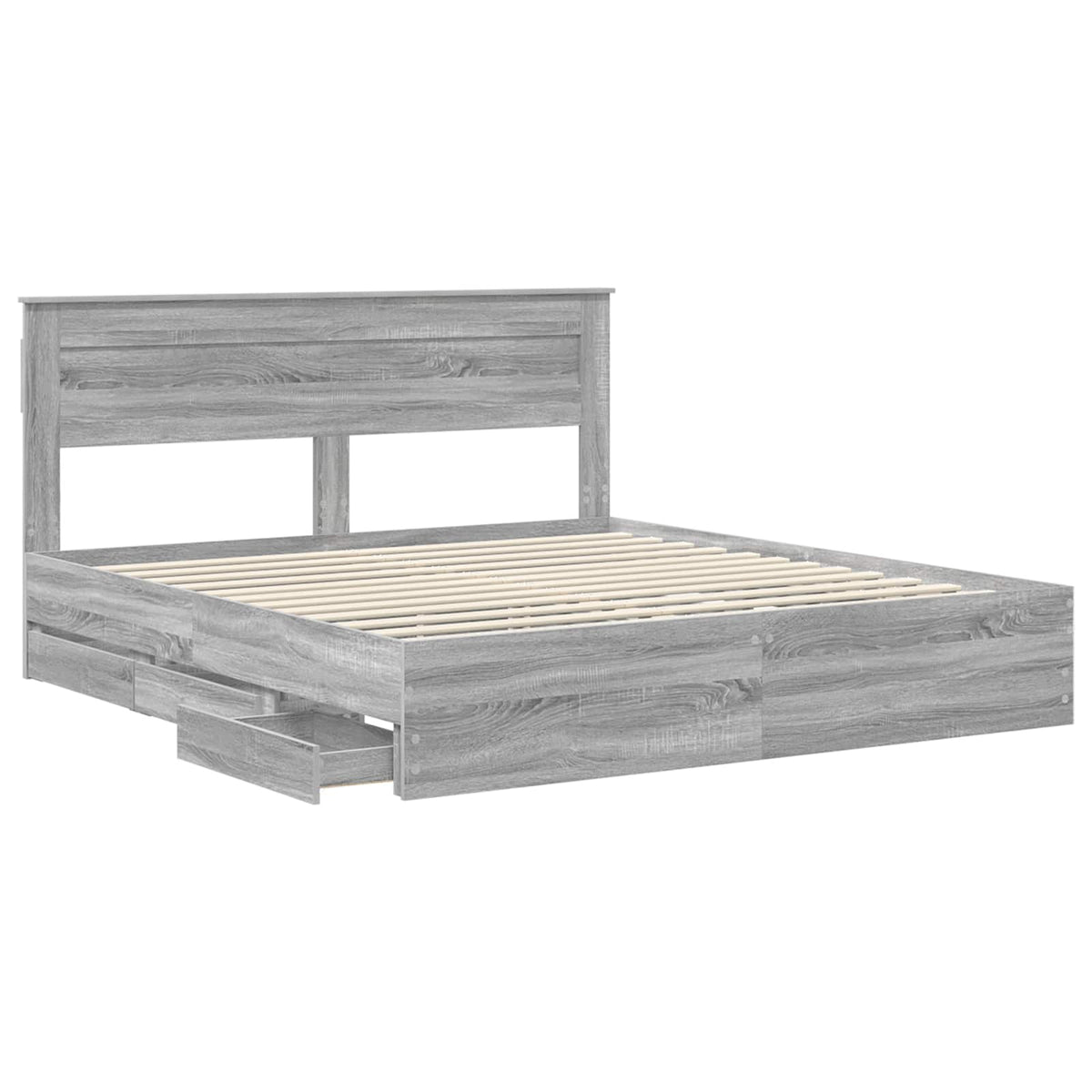 Bed Frame with Drawer Engineer Wood Length 200 cm Grey Sonoma 180 cm