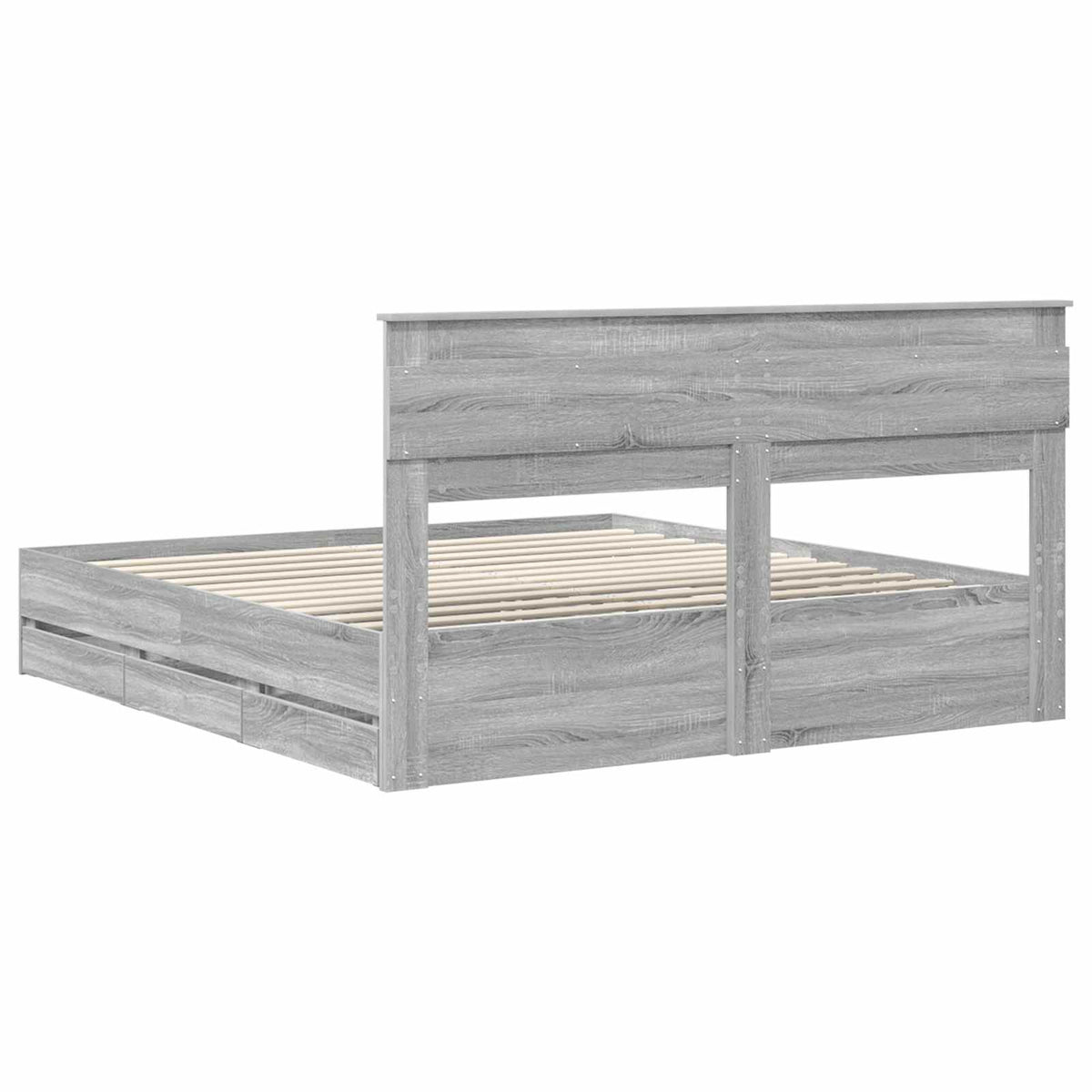 Bed Frame with Drawer Engineer Wood Length 200 cm Grey Sonoma 180 cm