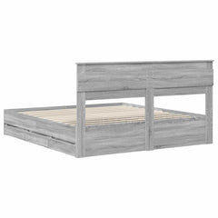 Bed Frame with Drawer Engineer Wood Length 200 cm Grey Sonoma 180 cm