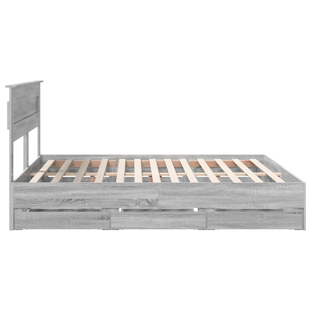 Bed Frame with Drawer Engineer Wood Length 200 cm Grey Sonoma 180 cm