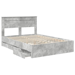 Bed Frame with Drawer Engineer Wood Length 200 cm Concrete Grey 140 cm