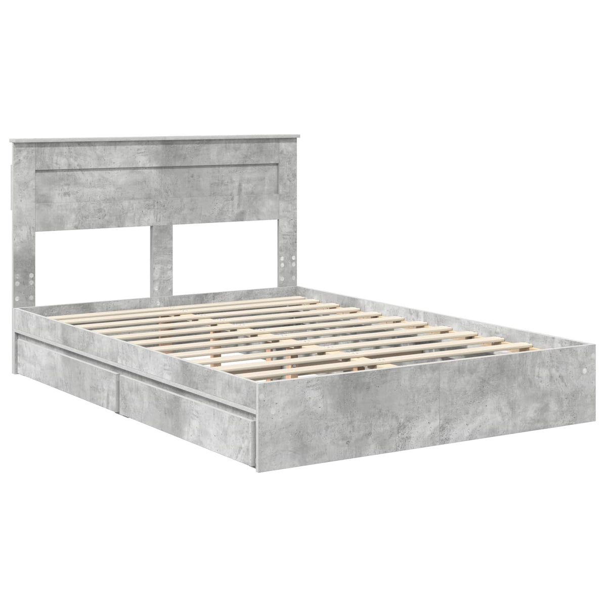 Storage Bed Engineered Wood Length 200 cm Concrete Grey 150 cm