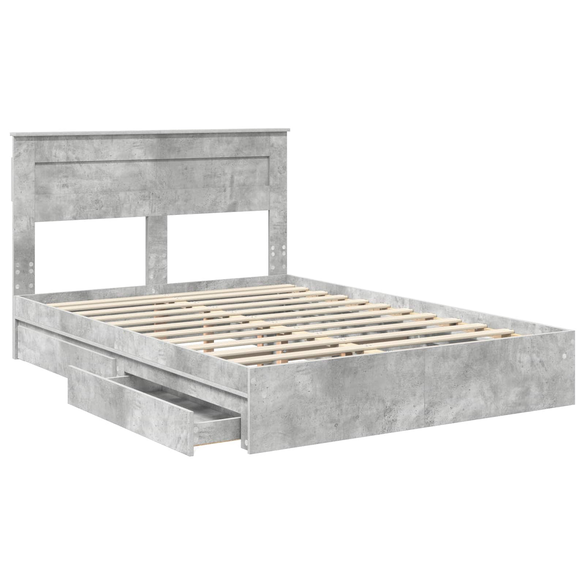 Storage Bed Engineered Wood Length 200 cm Concrete Grey 150 cm