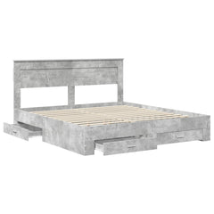 Bed Frame Engineered Wood Length 200 cm Concrete Grey 200 cm