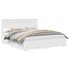 vidaXL Bed Frame with Drawer White 180 x 200 cm Engineered Wood 2