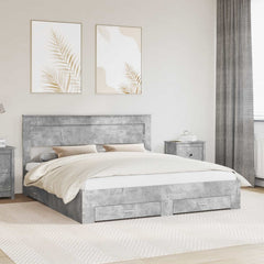 Bed Frame Engineered Wood Length Concrete Grey