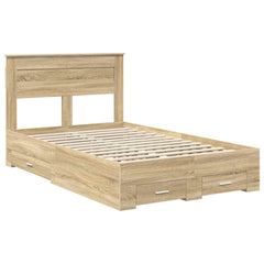 Bed Frame with Drawer Engineered Wood Length 200 cm Sonoma Oak 120 cm