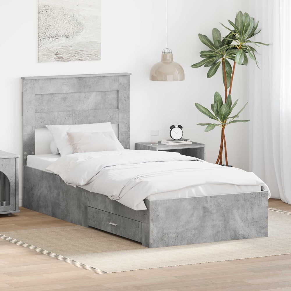 Bed Frame Engineered Wood Concrete grey