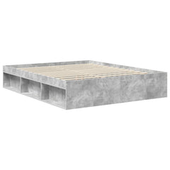 Bed Frame Wood Concrete Grey