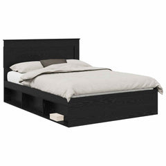 Bed Frame 140 x 190 cm Solid Pine Wood Black oak