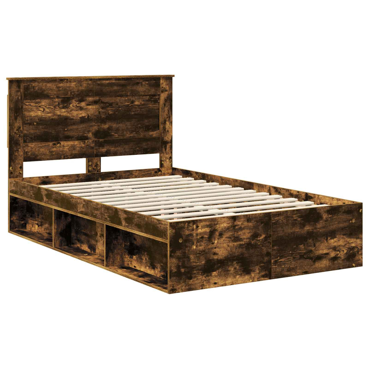 Bed Frame 135 x 190 cm Engineered Wood Smoked oak