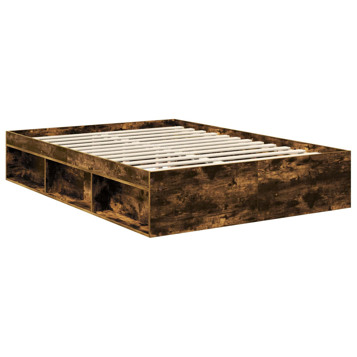 Bed Frame 135 x 190 cm Engineered Wood Smoked oak