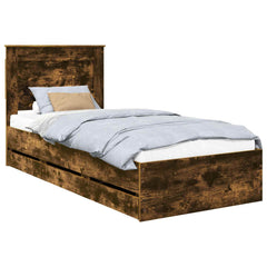 Bed Frame with Drawer Engineer Wood Length 200 cm Smoked oak 100 cm