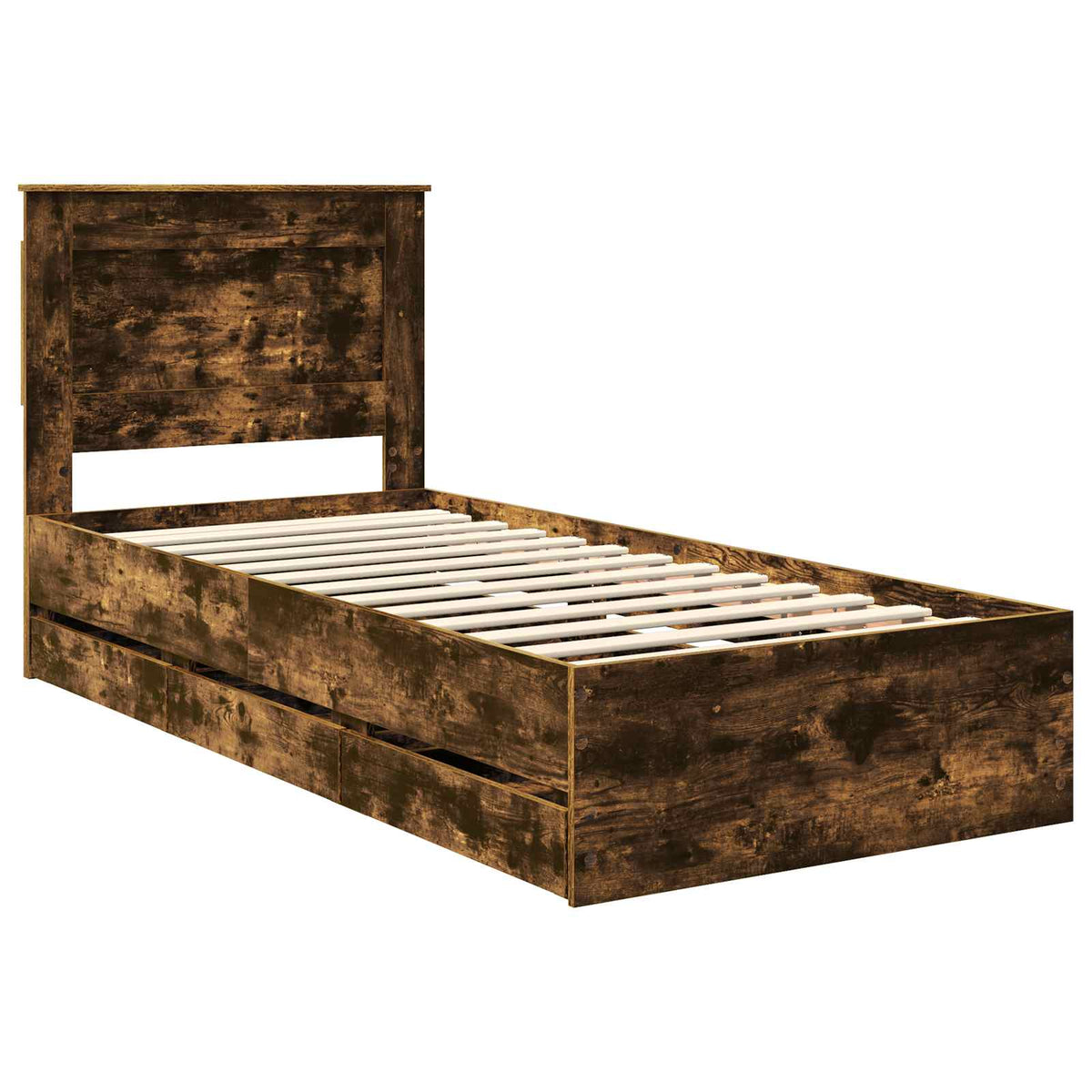 Bed Frame with Drawer Engineer Wood Length 200 cm Smoked oak 100 cm