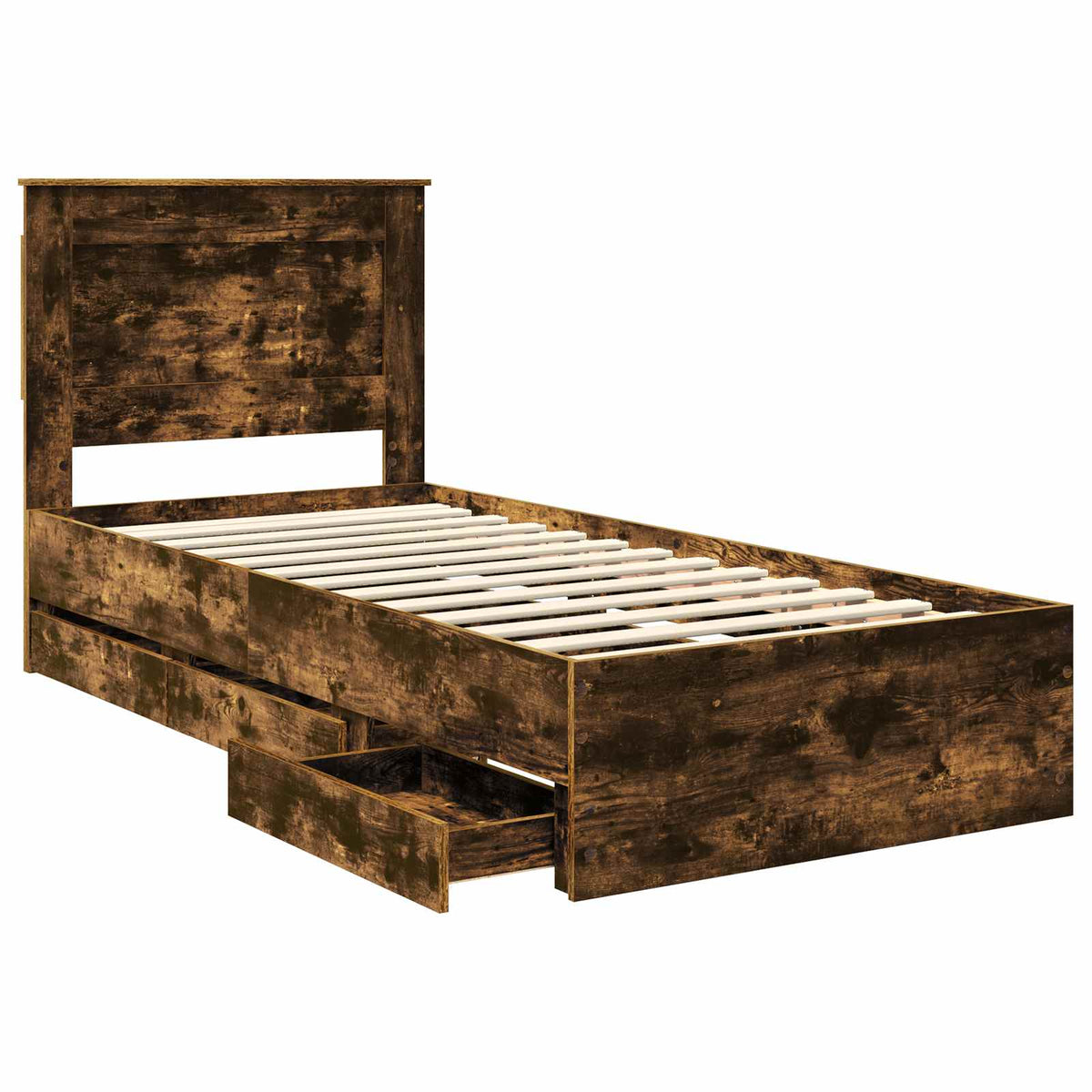 Bed Frame with Drawer Engineer Wood Length 200 cm Smoked oak 100 cm