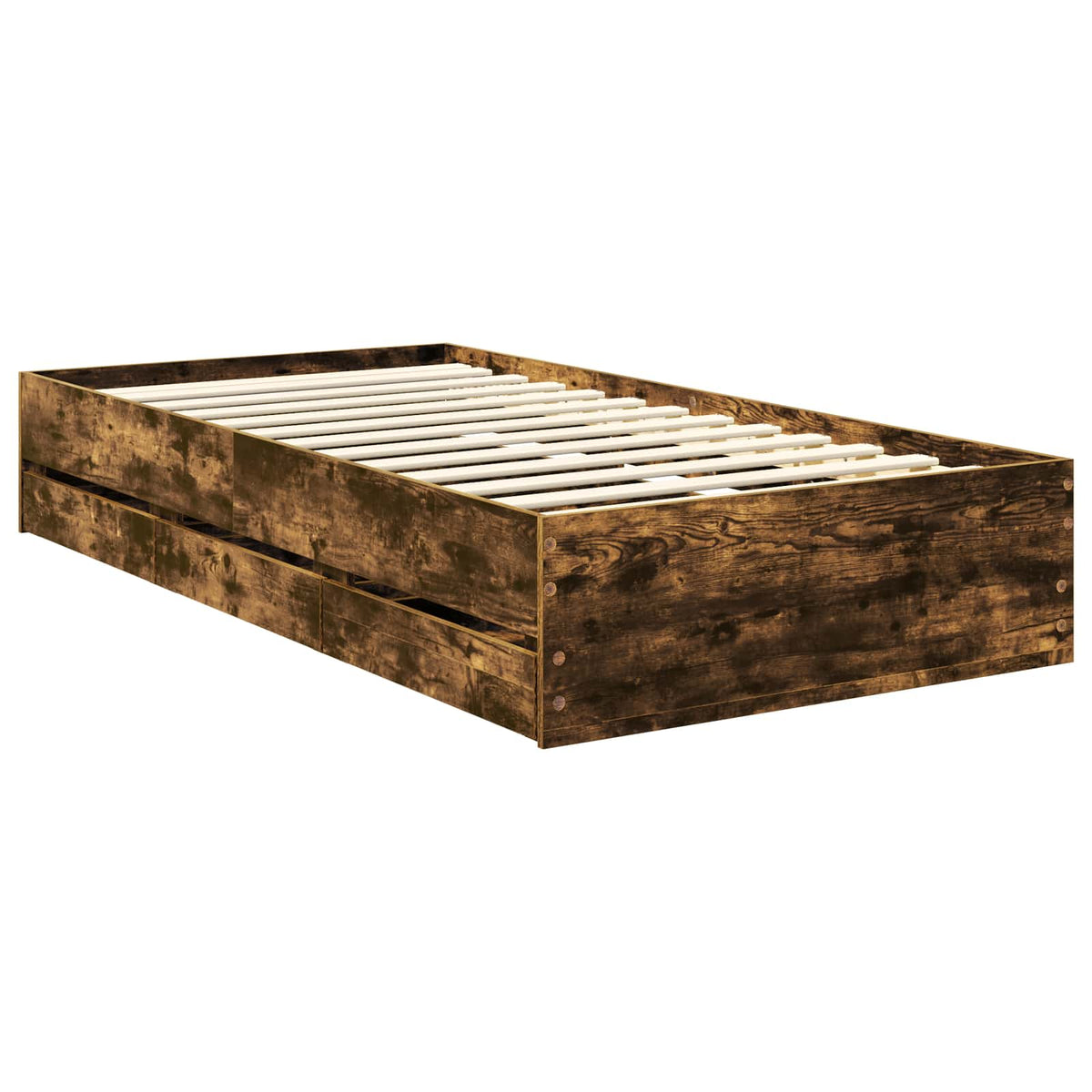 Bed Frame with Drawer Engineer Wood Length 200 cm Smoked oak 100 cm