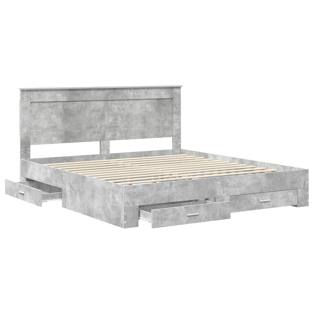 Bed Frame Engineered Wood Length 200 cm Concrete Grey 200 cm