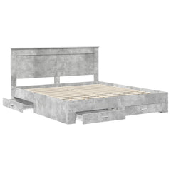 Bed Frame Engineered Wood Length 200 cm Concrete Grey 200 cm
