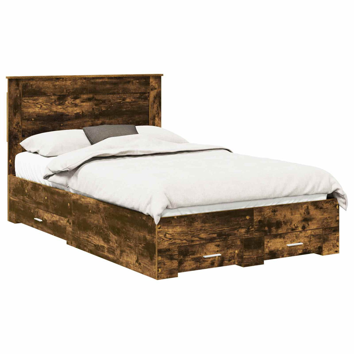 Bed Frame with Drawer Engineered Wood Length 200 cm Smoked Oak 120 cm