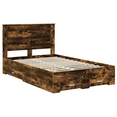 Bed Frame with Drawer Engineered Wood Length 200 cm Smoked Oak 120 cm