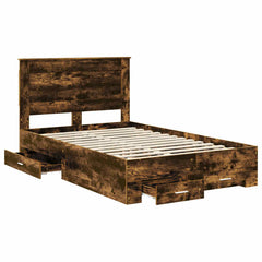 Bed Frame with Drawer Engineered Wood Length 200 cm Smoked Oak 120 cm