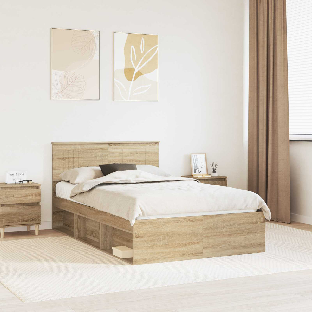Bed Frame 120 x 200 cm Solid Pine Wood Sonoma oak