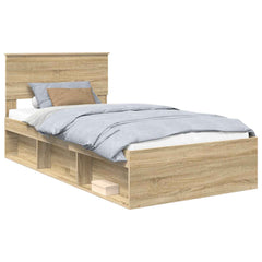 Bed Frame 100 x 200 cm Solid Pine Wood Sonoma oak