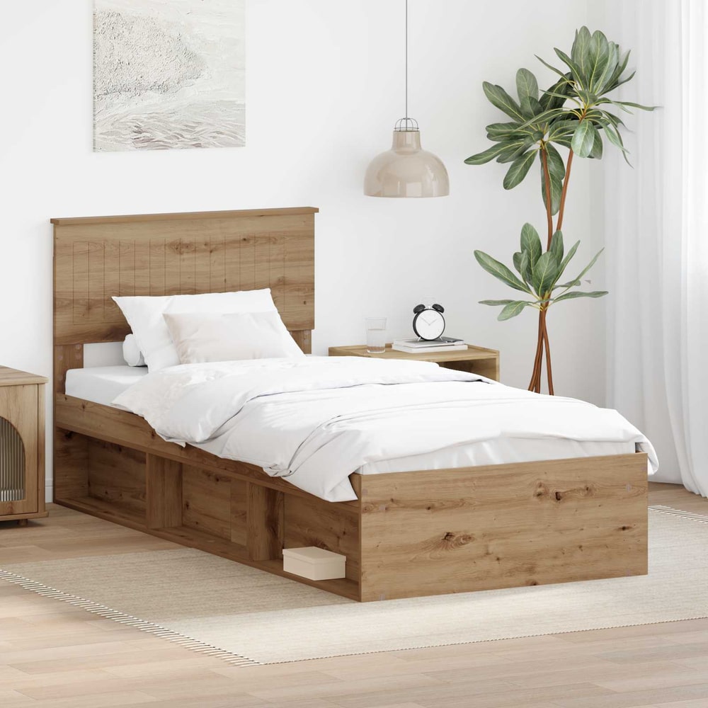 Bed Frame Solid Pine Wood Artisan oak
